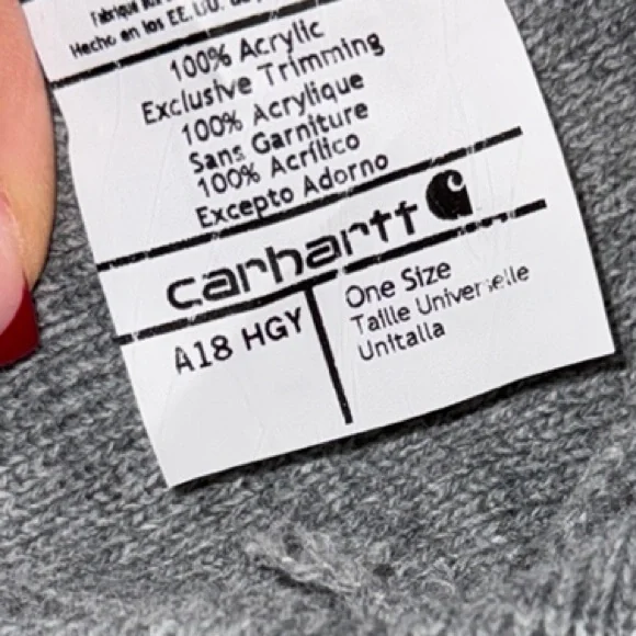 Carhartt Light Heather Gray Knit Beanie with Ribbed Texture - Picture 4 of 4